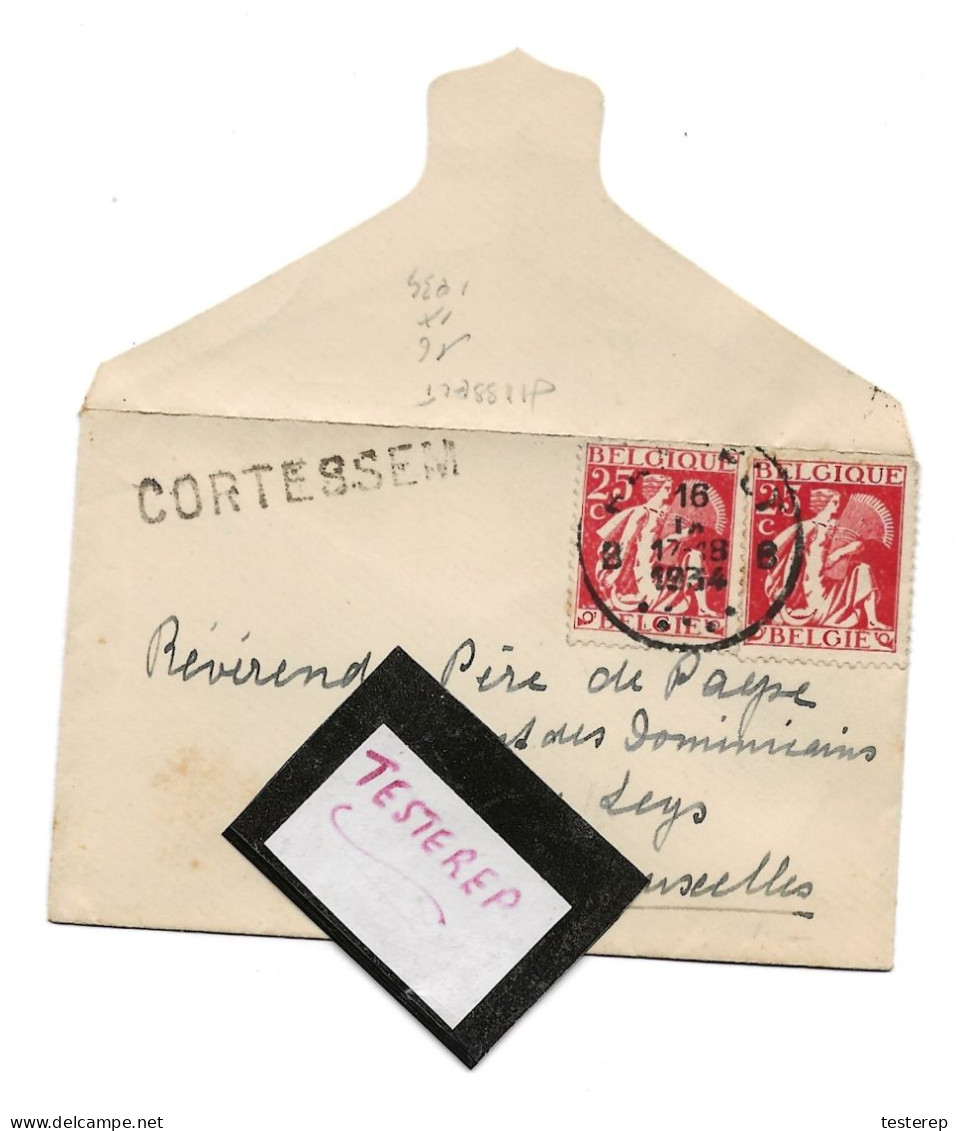 CORTESSEM Naamstempel Cachet Linéaire  N° 339  Hasselt 16 IX 1934 Carte Visite - 1932 Cérès Et Mercure