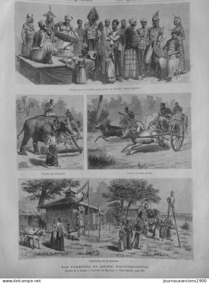 1886 ZOO HUMAIN CINGHALAIS TRIBU 4 JOURNAUX ANCIENS - Other & Unclassified