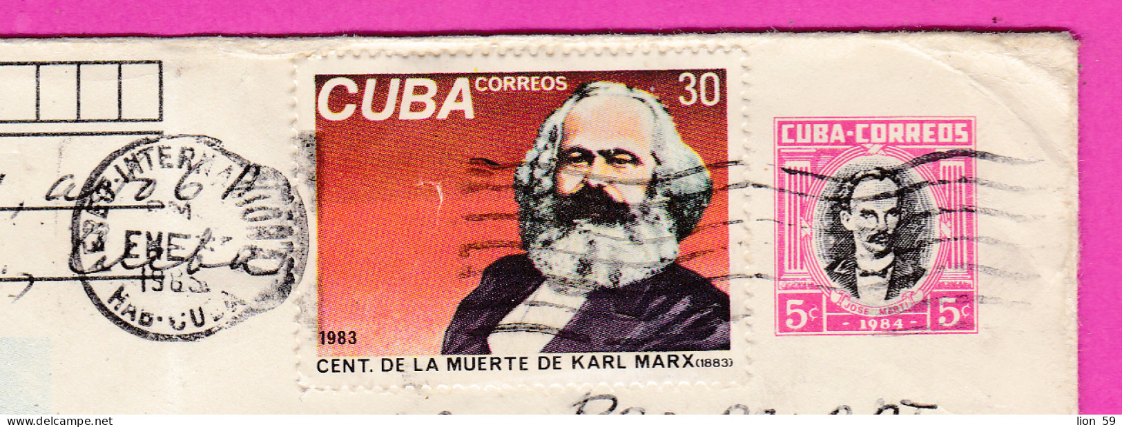 295966 / Cuba Stationery PSC 1985 Fabrica 60 Aniv. Revolucion Octubre Prov. Holguin" 5c (José Martí Poet) 30c Karl Marx - Brieven En Documenten