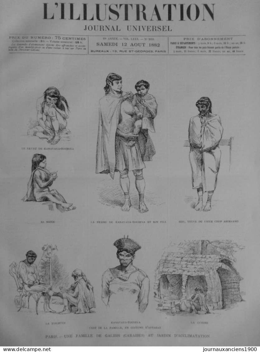 1886 ZOO HUMAIN INDIEN CARAÏBE INDIGENE 3 JOURNAUX ANCIENS - Other & Unclassified