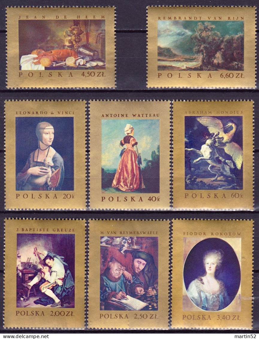 Polen Polska 1967: Werke Von Oeuvres De: Rembrandt, Da Vinci, Watteau, Hondius, Greuze, Heem, Michel-N° 1808-1815 ** MNH - Rembrandt