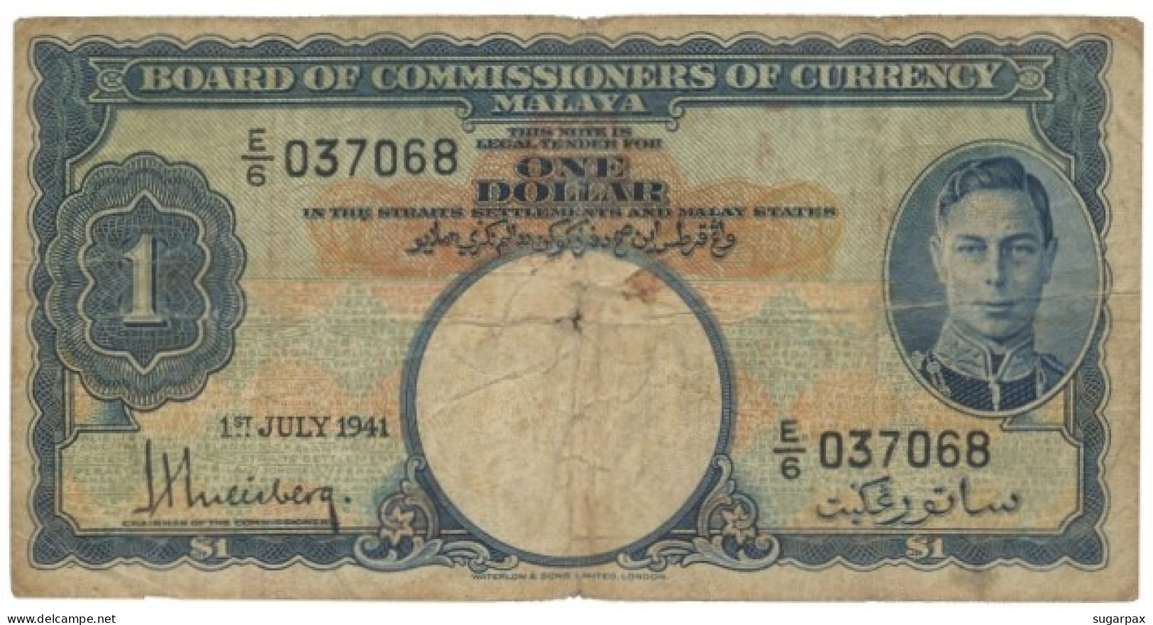 Malaya - 1 Dollar - 1.7.1941 (1945 ) - Pick 11 - Serie E/6 - Malaysia - Maleisië