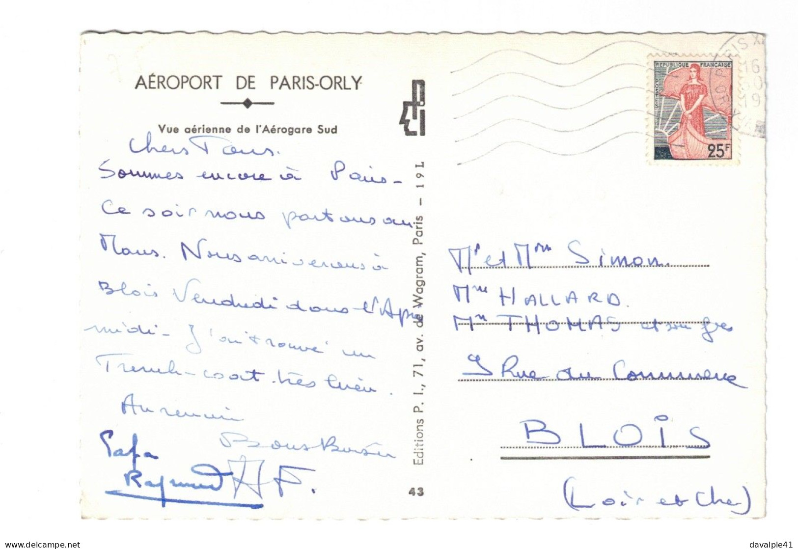 75   AEROPORT  DE PARIS-ORLY   VUE AERIENNE   TRES  BON ETAT      2 SCANS - Aéroports De Paris