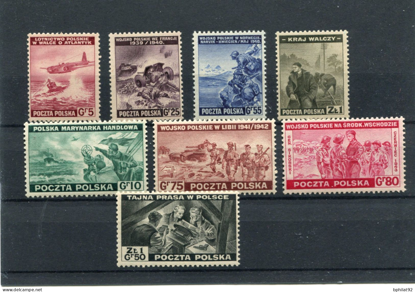 !!! POLOGNE, TIMBRES D'EXIL, SERIE N°9/16 NEUVE ** - Government In Exile In London