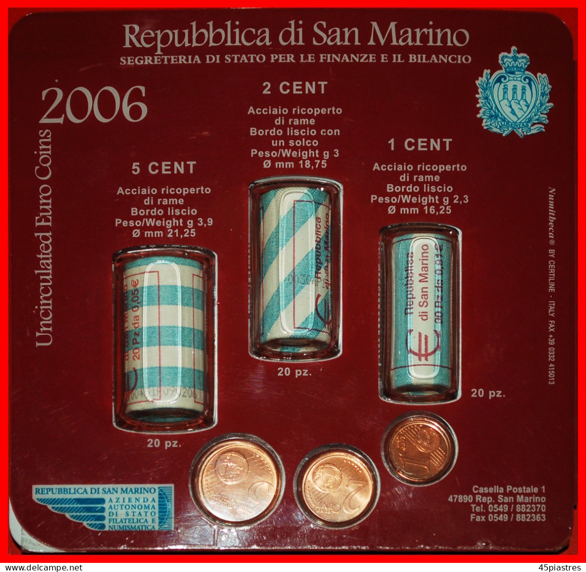 * ITALY: SAN MARINO  21 EURO MINT SETS 2006 (63 COINS) TO BE PUBLISHED!·  LOW START · NO RESERVE! - Rouleaux