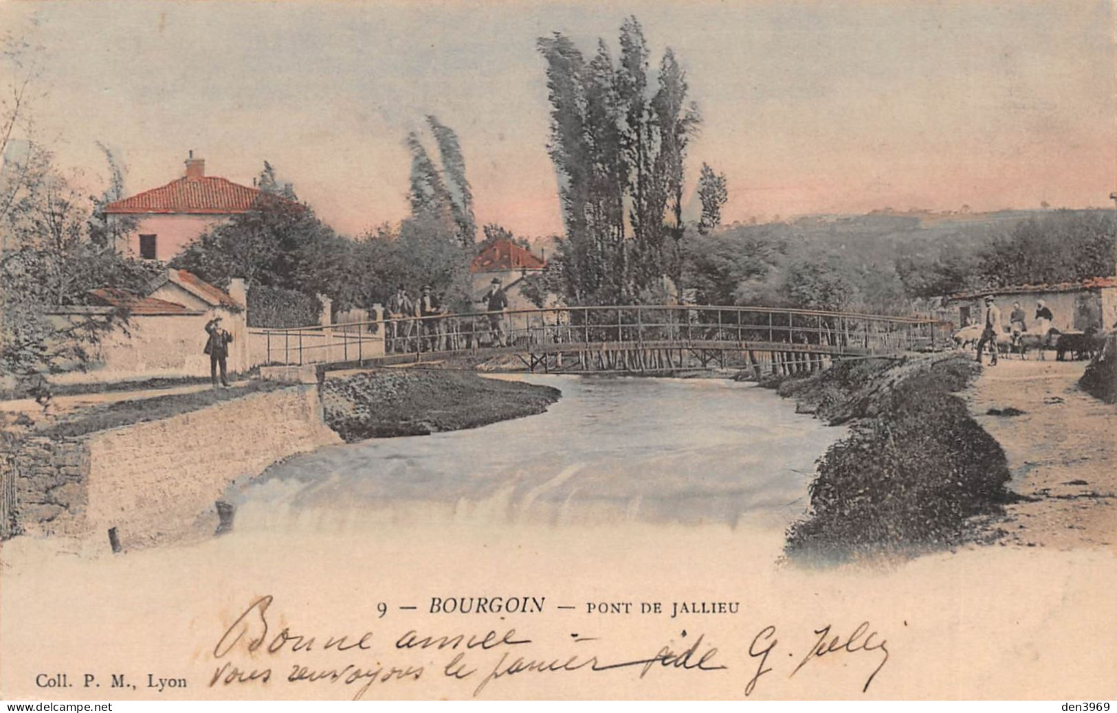 Pont De JALLIEU (Isère) Par Bourgoin - Tirage Couleurs - Précurseur Voyagé 1904 (2 Scans) Pharmacien à Joyeuse Ardèche - Jallieu