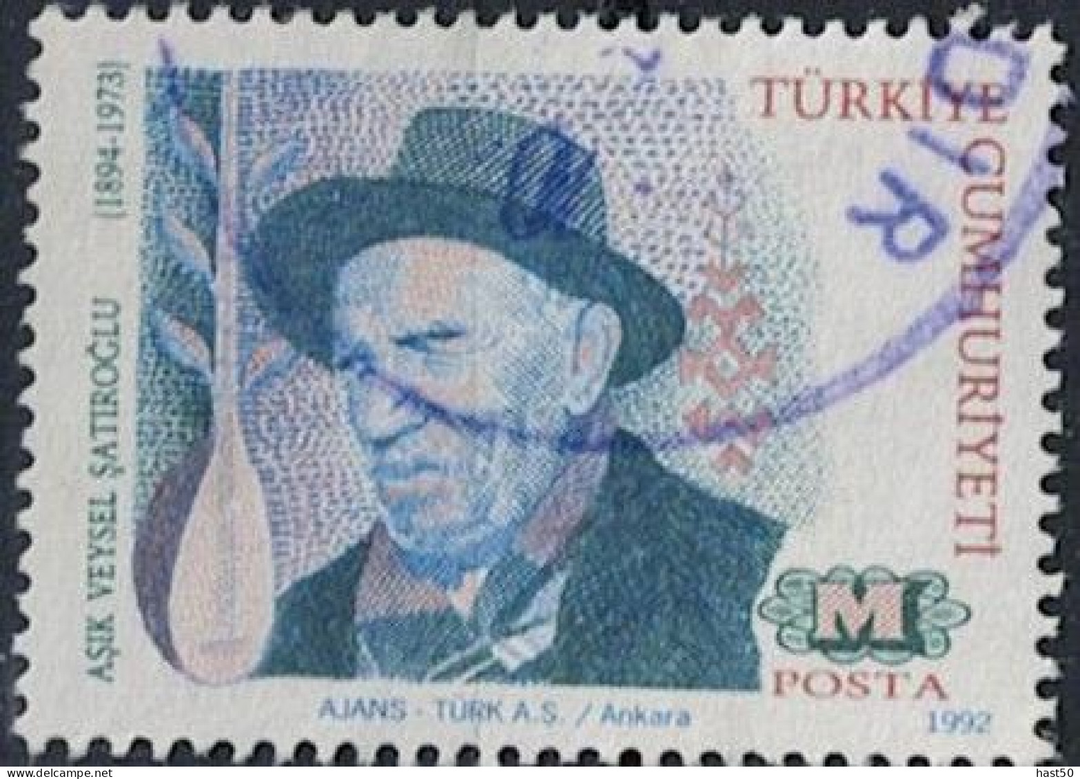 Türkei Turkey Turquie - Asık Veysel Satıroglu (MiNr: 2979 A) 1992 - Gest. Used Obl - Usati