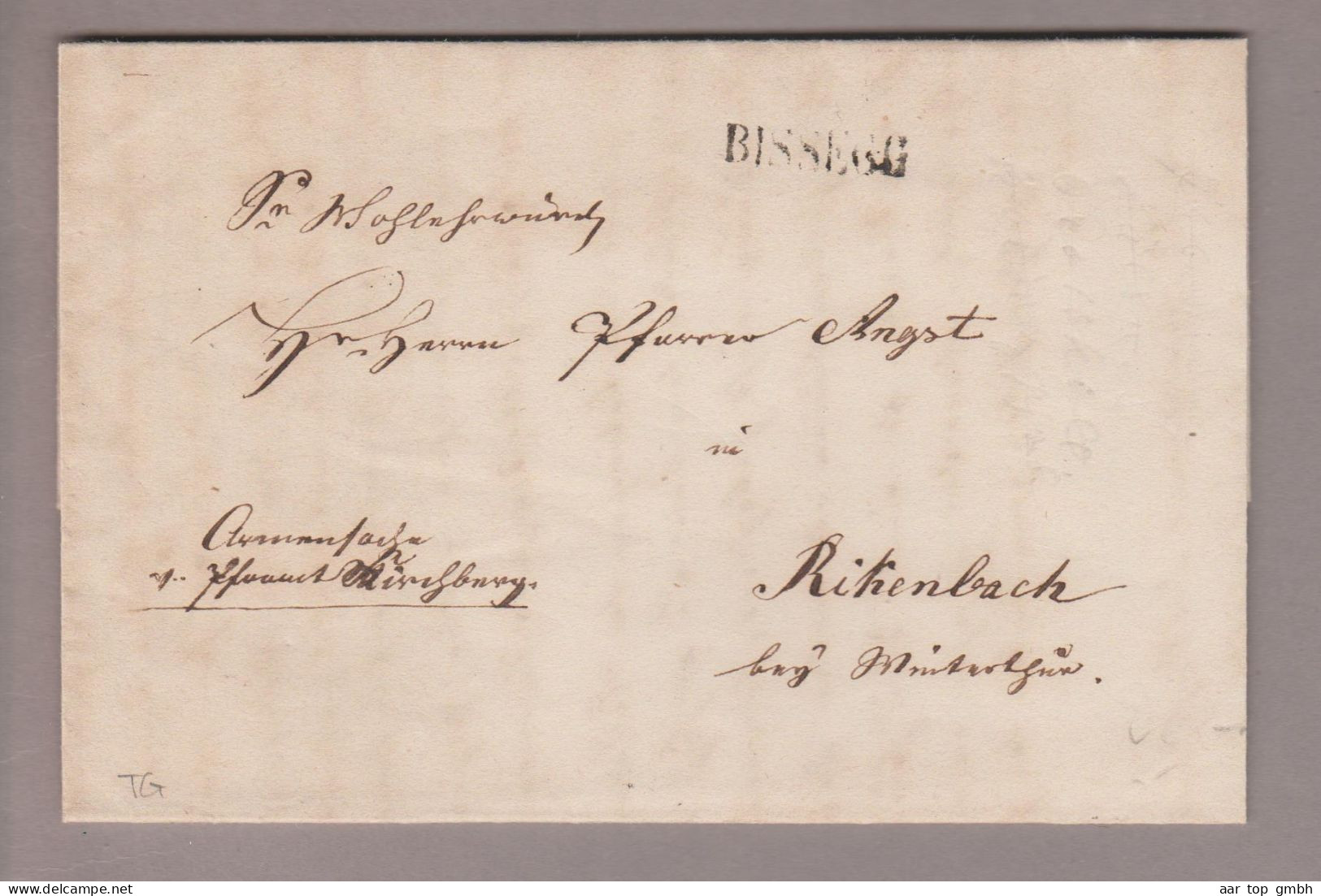 CH Heimat TG Bissegg 1850-09-05 Langstempel Armensache über Frauenfeld - Winterthur Nach Rickenbach - 1843-1852 Federal & Cantonal Stamps