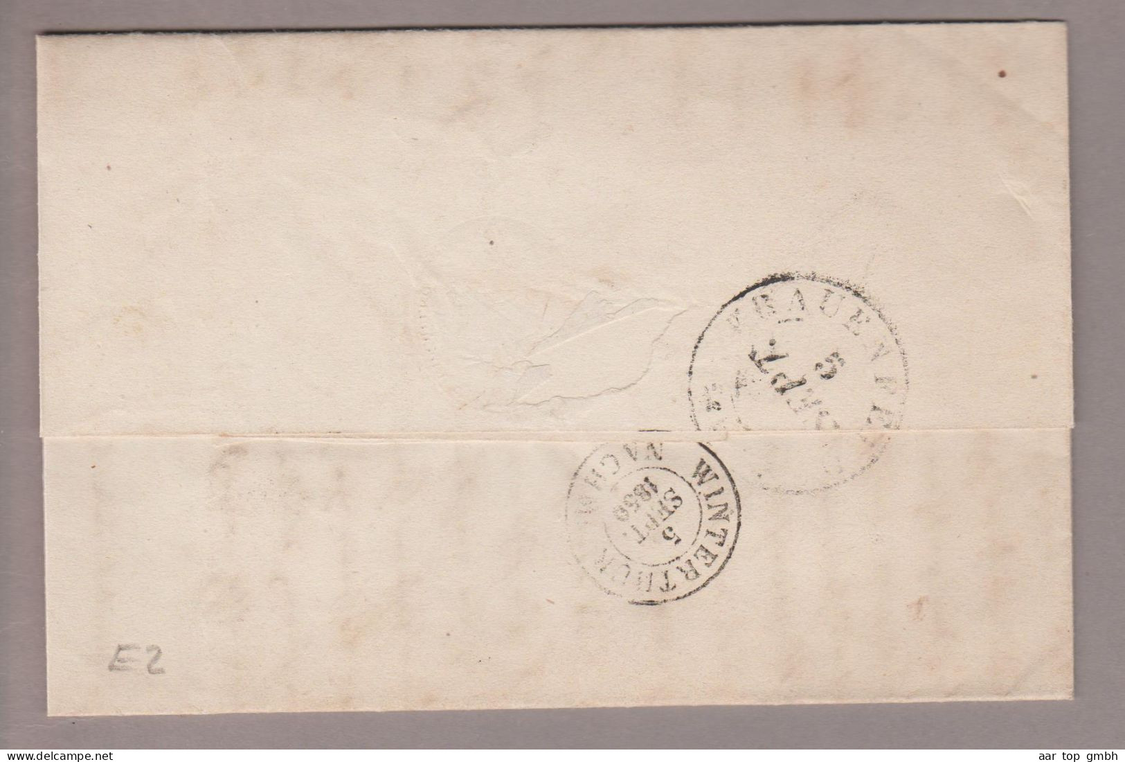 CH Heimat TG Bissegg 1850-09-05 Langstempel Armensache über Frauenfeld - Winterthur Nach Rickenbach - 1843-1852 Federal & Cantonal Stamps