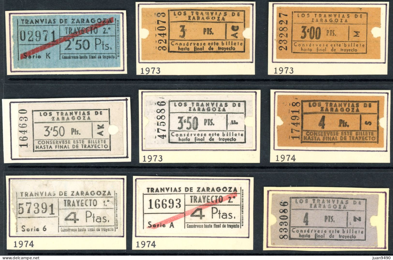 9 TICKES DE TRANVIAS DE ZARAGOZA (ESPAÑA) // 10LG18- Lote 5 - Europa
