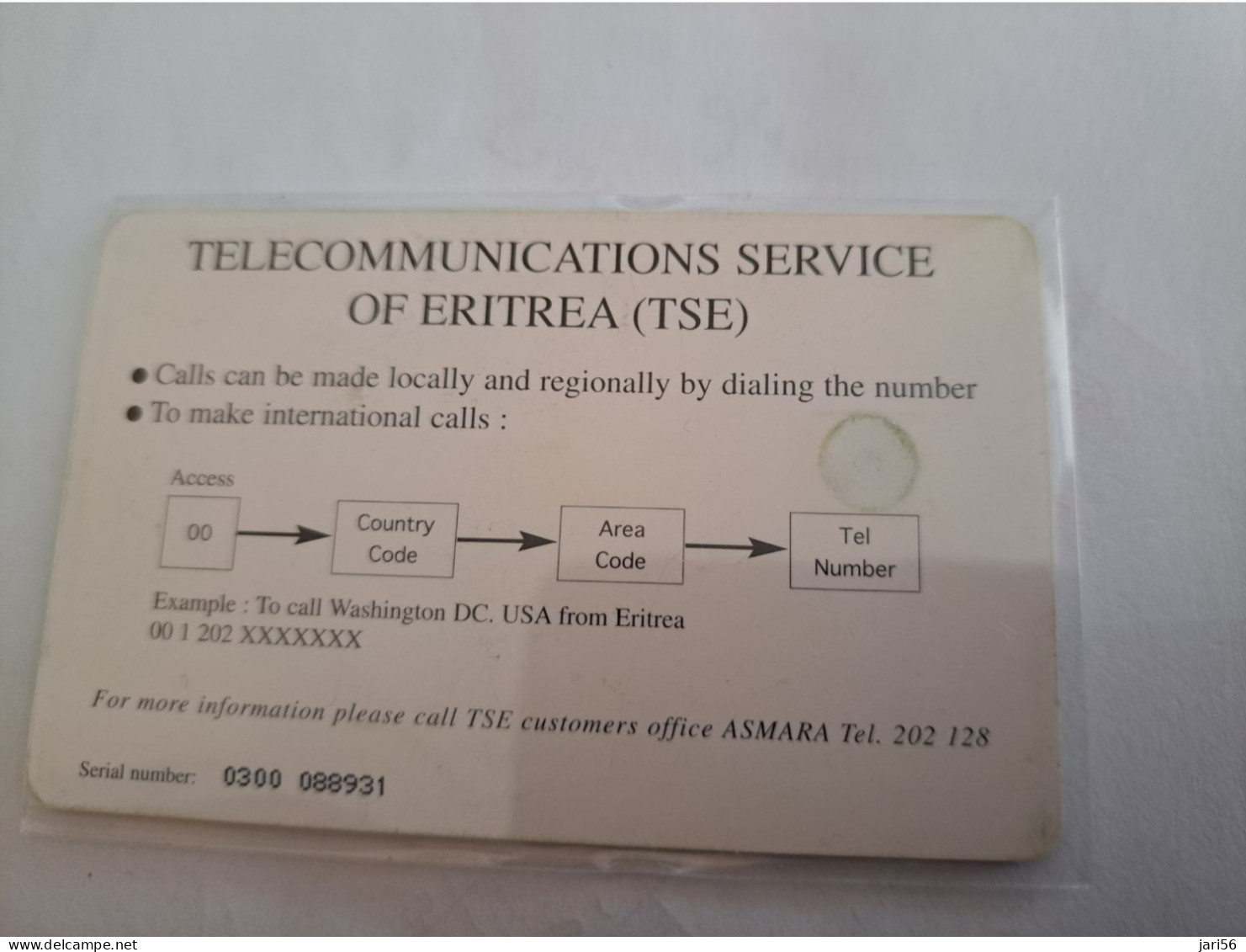 ERITREA /  NAFKA100 CHIPCARD / THREE SEASONS IN TWO HOURS / TSE    FINE USED CARD  ** 14067** - Erythrée