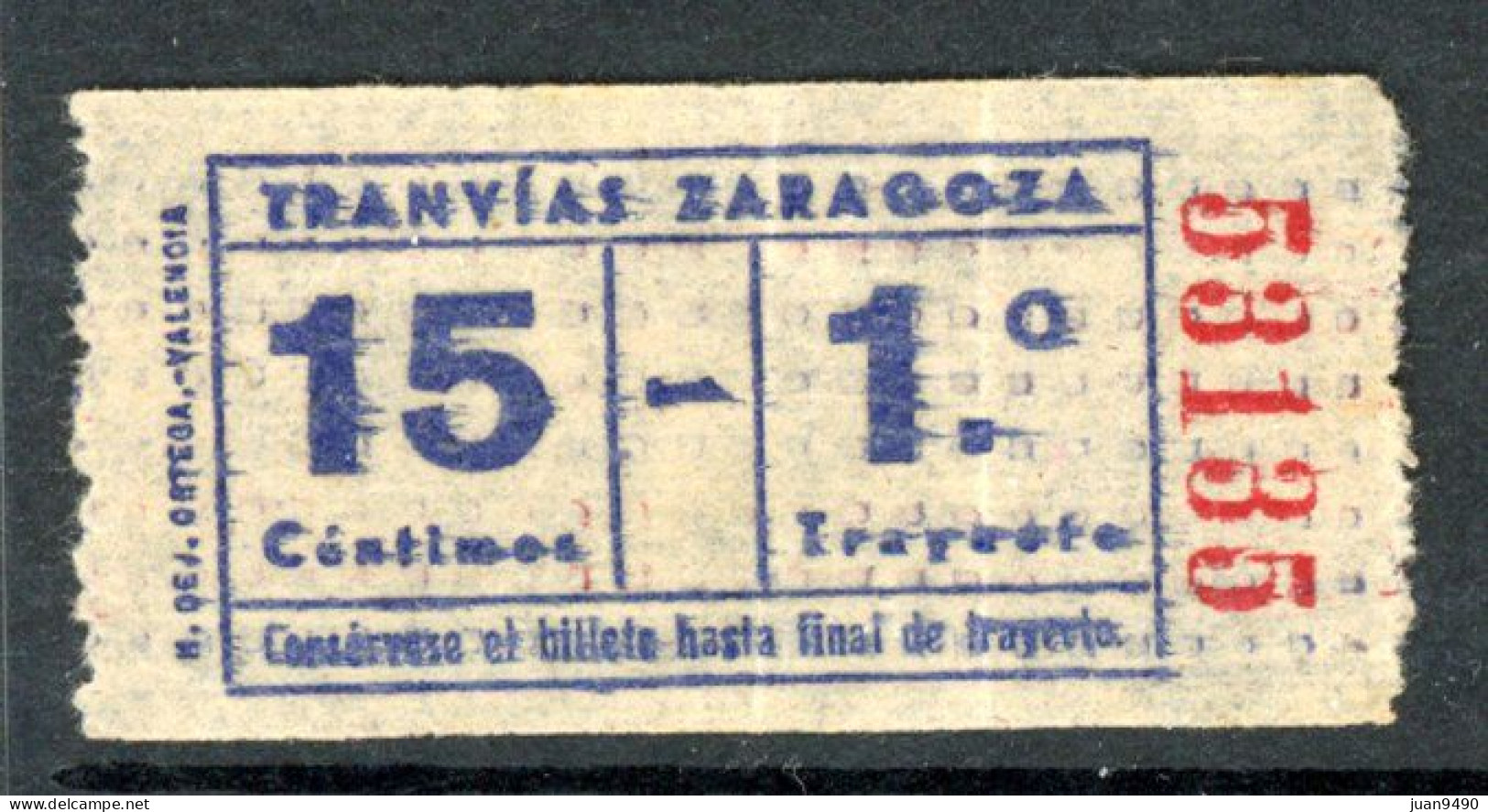 1 TICKE DE TRANVIAS DE ZARAGOZA (ESPAÑA) // 10LG18- Lote 6 - Europe