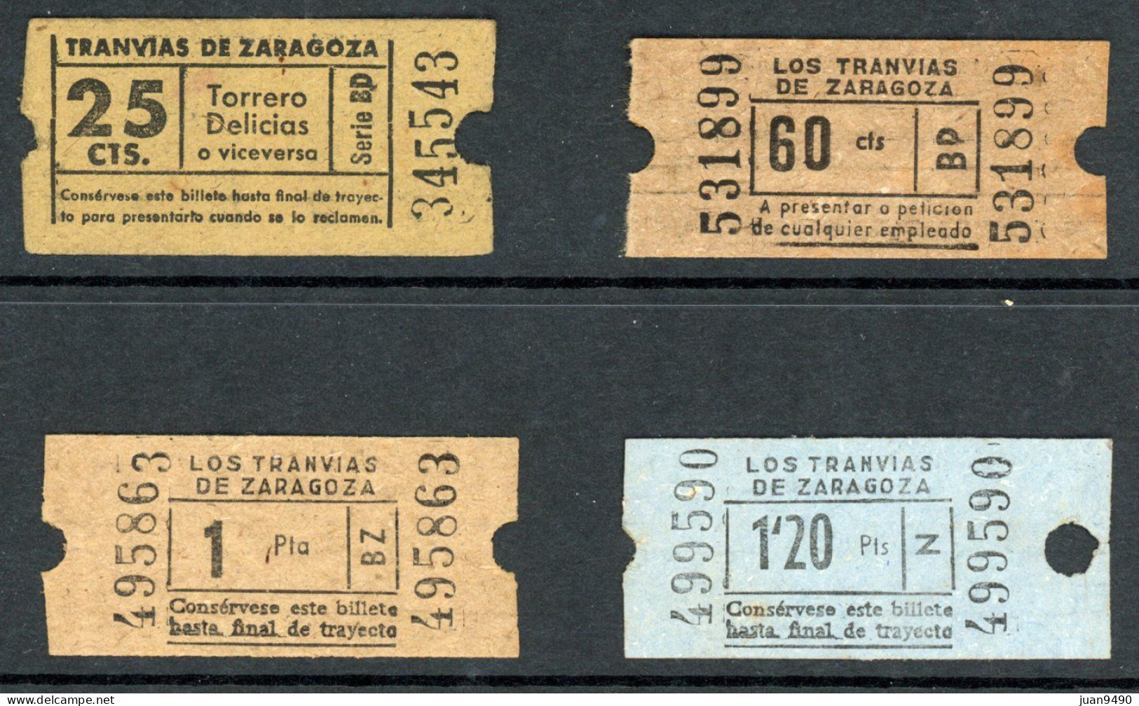 4 TICKEs DE TRANVIAS DE ZARAGOZA (ESPAÑA) // 10LG18- Lote 7 - Europa