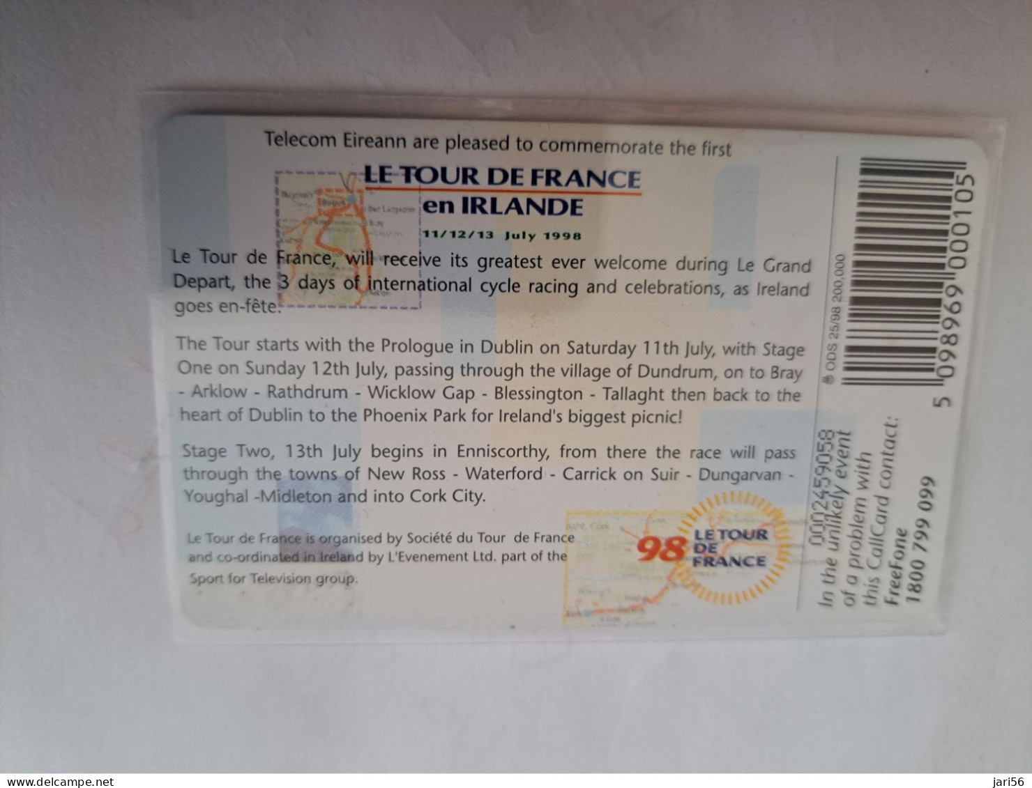 IRELAND /IERLANDE   CHIPCARD  10  UNITS / TOUR DE FRANCE AND IRELAND 1998 /  FINE   USED    ** 14070** - Ireland