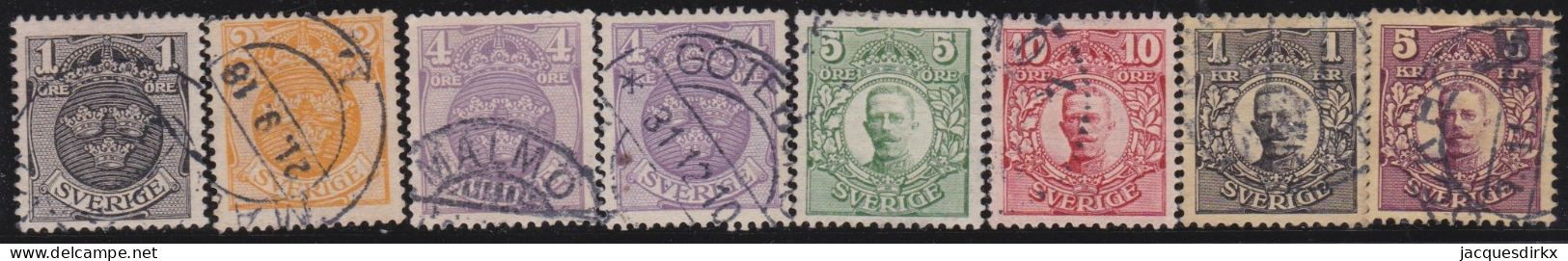 Sweden   .    Y&T   .    55/61     .     O   .     Cancelled - Used Stamps