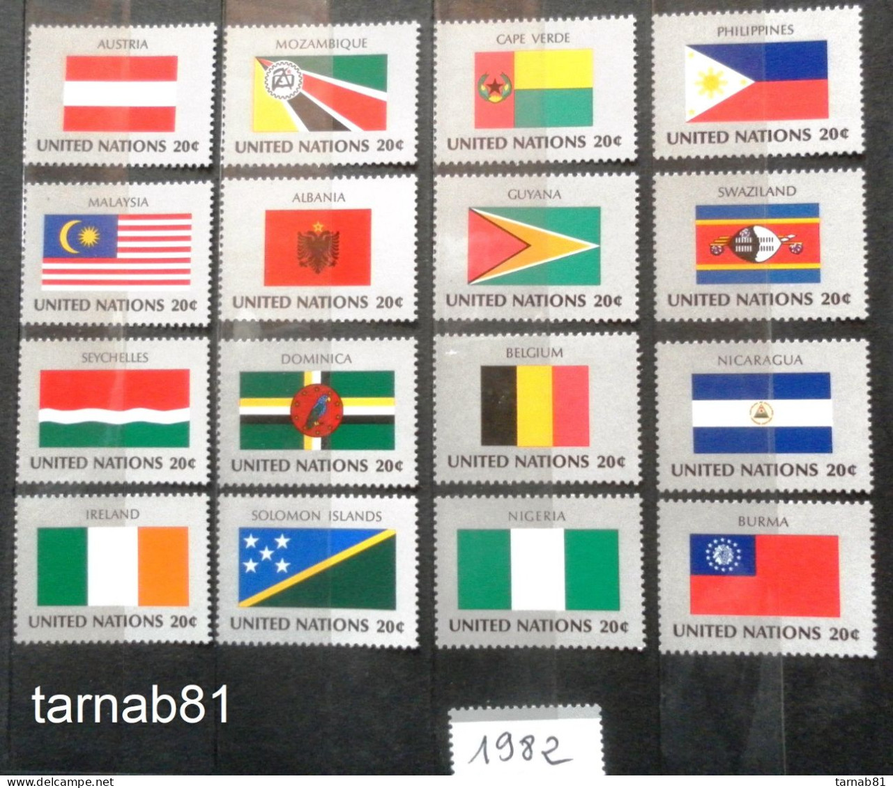 196 Flaggen Flags Drapeaux ONU 1980 1981 1982 1983 1984 1985 1986 1987 1988 1989 1997 1998 1999 2001 2007 - Ongebruikt
