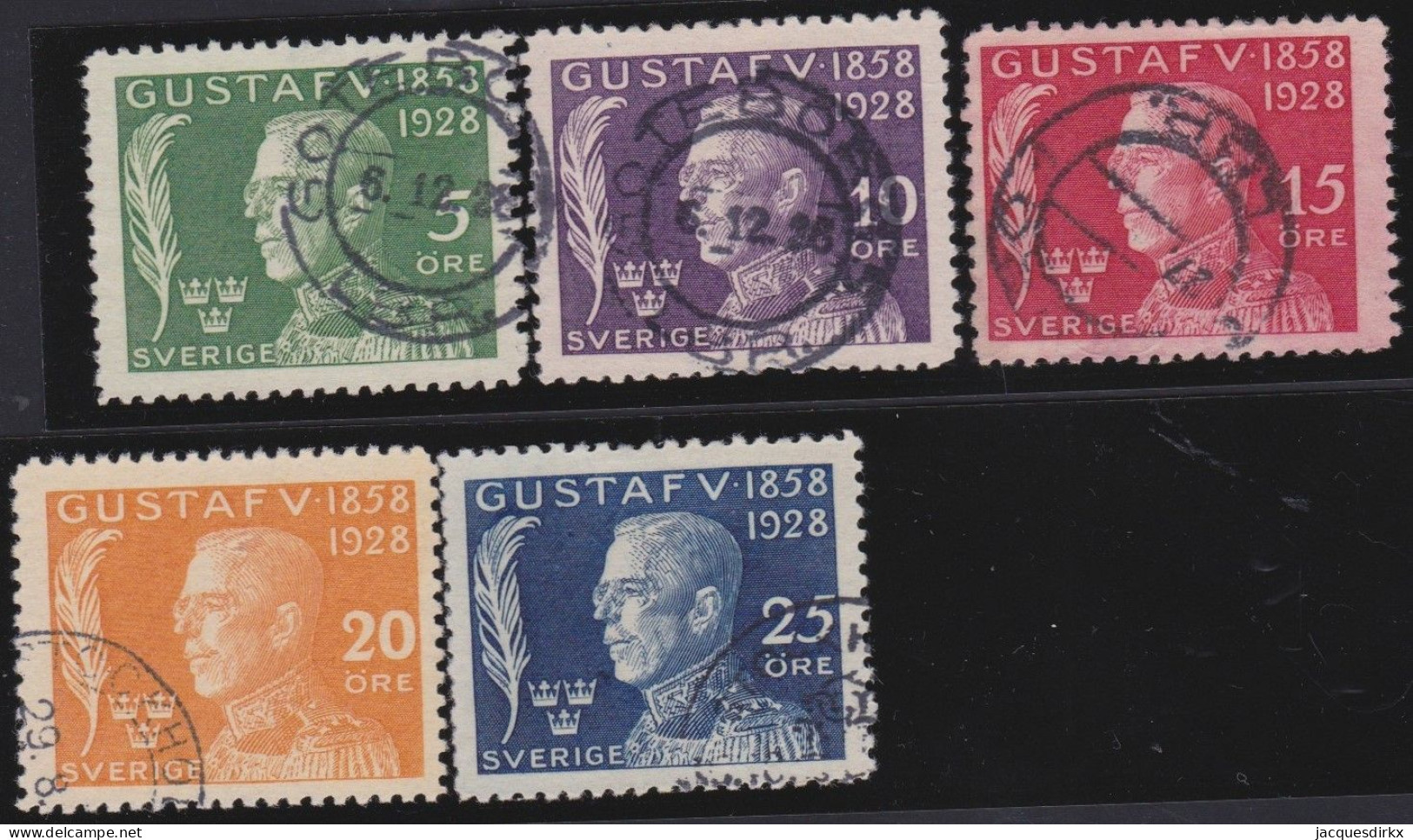Sweden   .    Y&T   .  206/210    .     O   .     Cancelled - Used Stamps