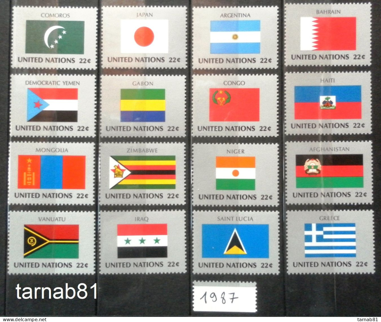 192 Flaggen Flags Drapeaux ONU 1980 1981 1982 1983 1984 1985 1986 1987 1988 1989 1997 1998 1999 2001