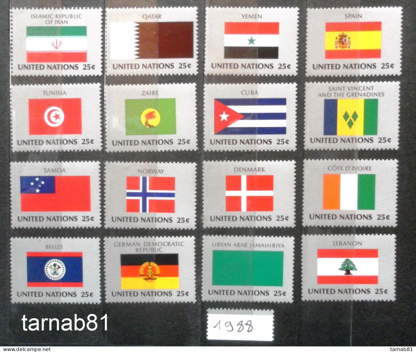 192 Flaggen Flags Drapeaux ONU 1980 1981 1982 1983 1984 1985 1986 1987 1988 1989 1997 1998 1999 2001