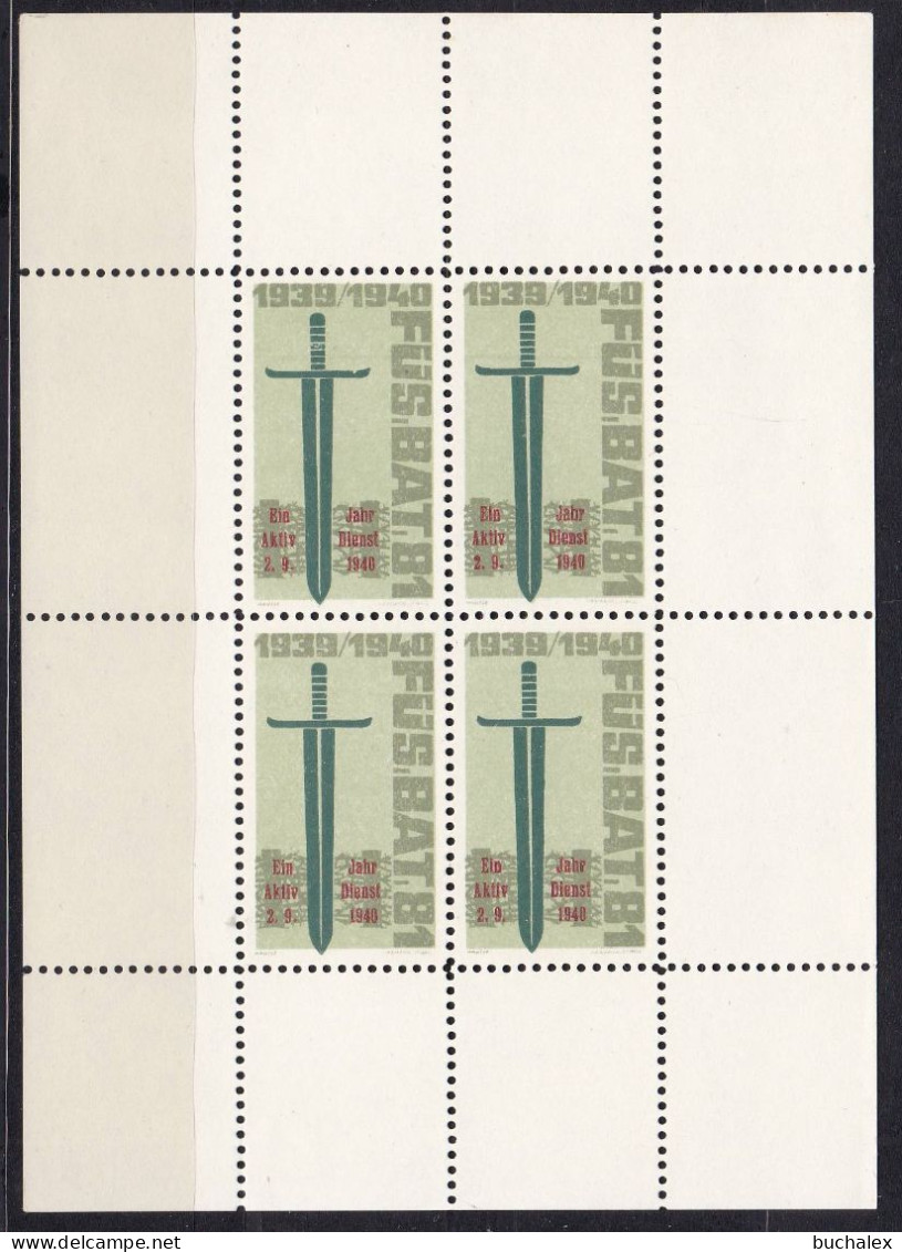 Schweiz Blockpaar Soldatenmarken Kleinbogen Gezähnt Postfrisch Füs.Bat81 - Autres & Non Classés