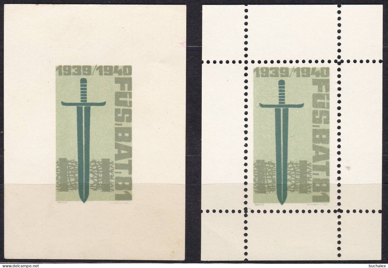 Schweiz Blockpaar Soldatenmarken Blockpaar Gezähnt/ungezähnt Postfrisch Füs.Bat81 - Sonstige & Ohne Zuordnung