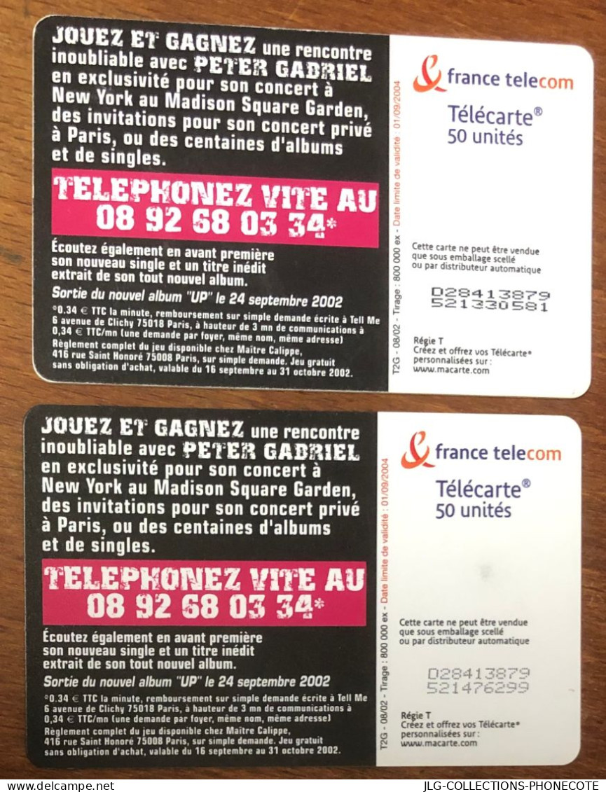 PETER GABRIEL TELECARTE REF PHONECOTE F1236A  N° DE LOT "GRAS & FINS" TELEFONKARTE SCHEDA TARJETA PHONECARD CARD - 2002