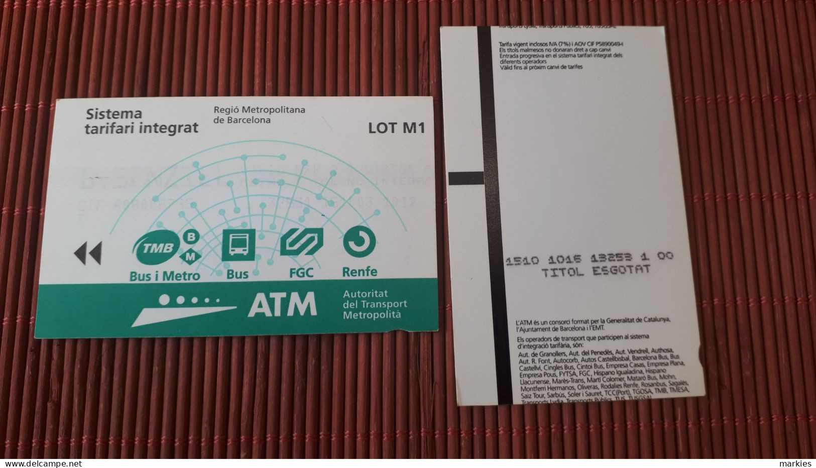 1 Card Metro  ATM Used Rare - Origine Sconosciuta