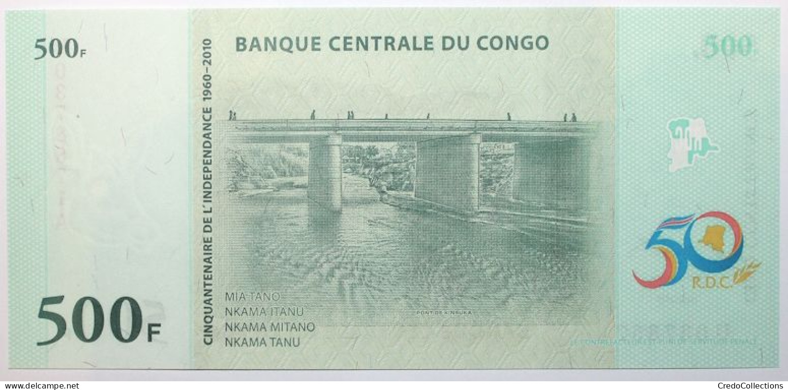 Congo (RD) - 500 Francs - 2010 - PICK 100a - NEUF - Democratic Republic Of The Congo & Zaire