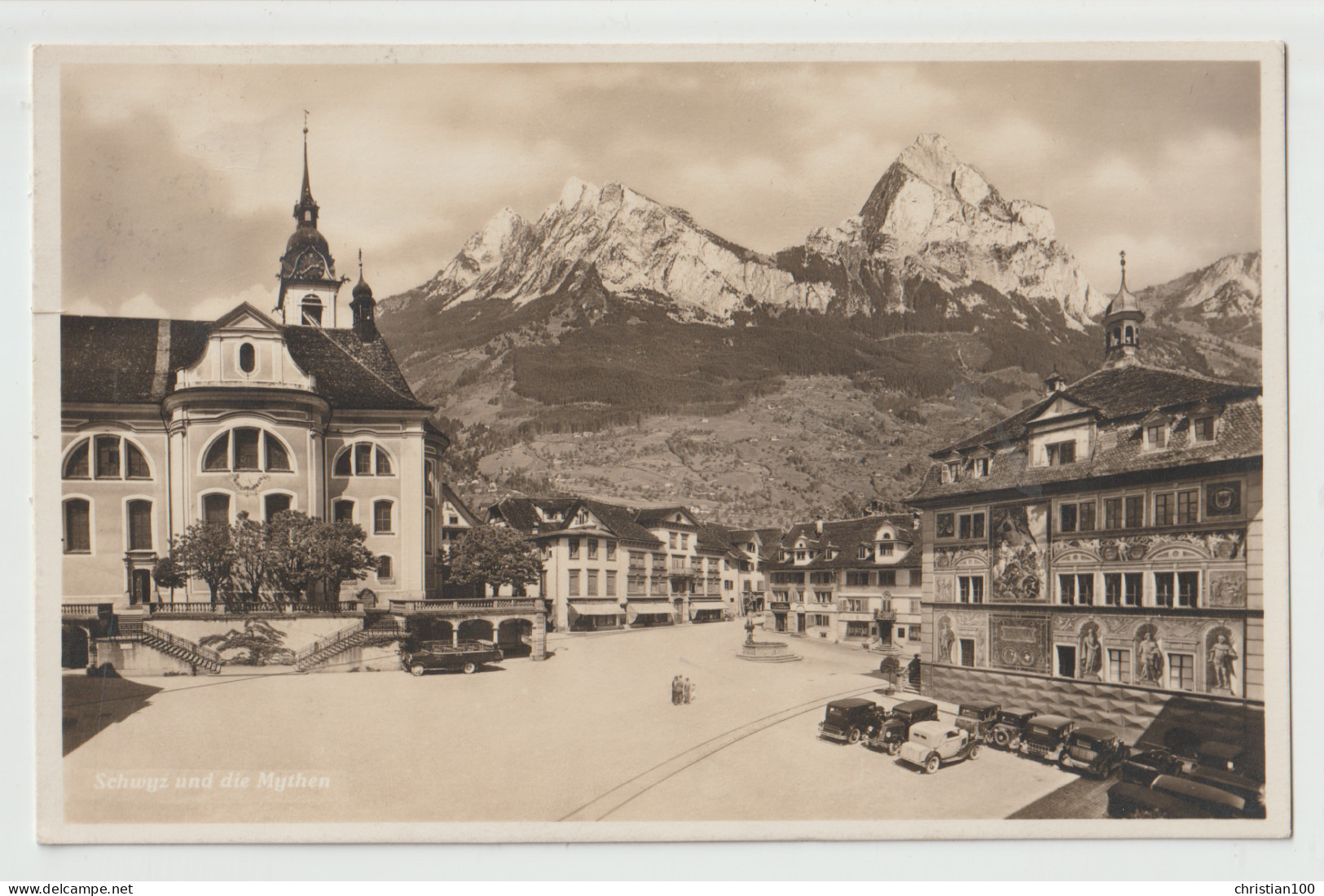 FOTO KARTE : SCHWYZ UND DIE MYTHEN ( LE GRAND ET LE PETIT )  KIRCHE ( OBERIBERG ? ) PHOTOGLOB WEHRLI VOUGA ZURICH - Oberiberg