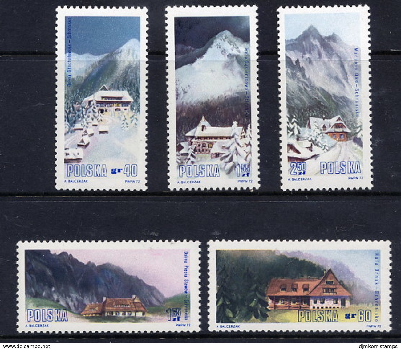 POLAND 1972 Mountain Refuges MNH / **.  Michel 2204-08 - Unused Stamps