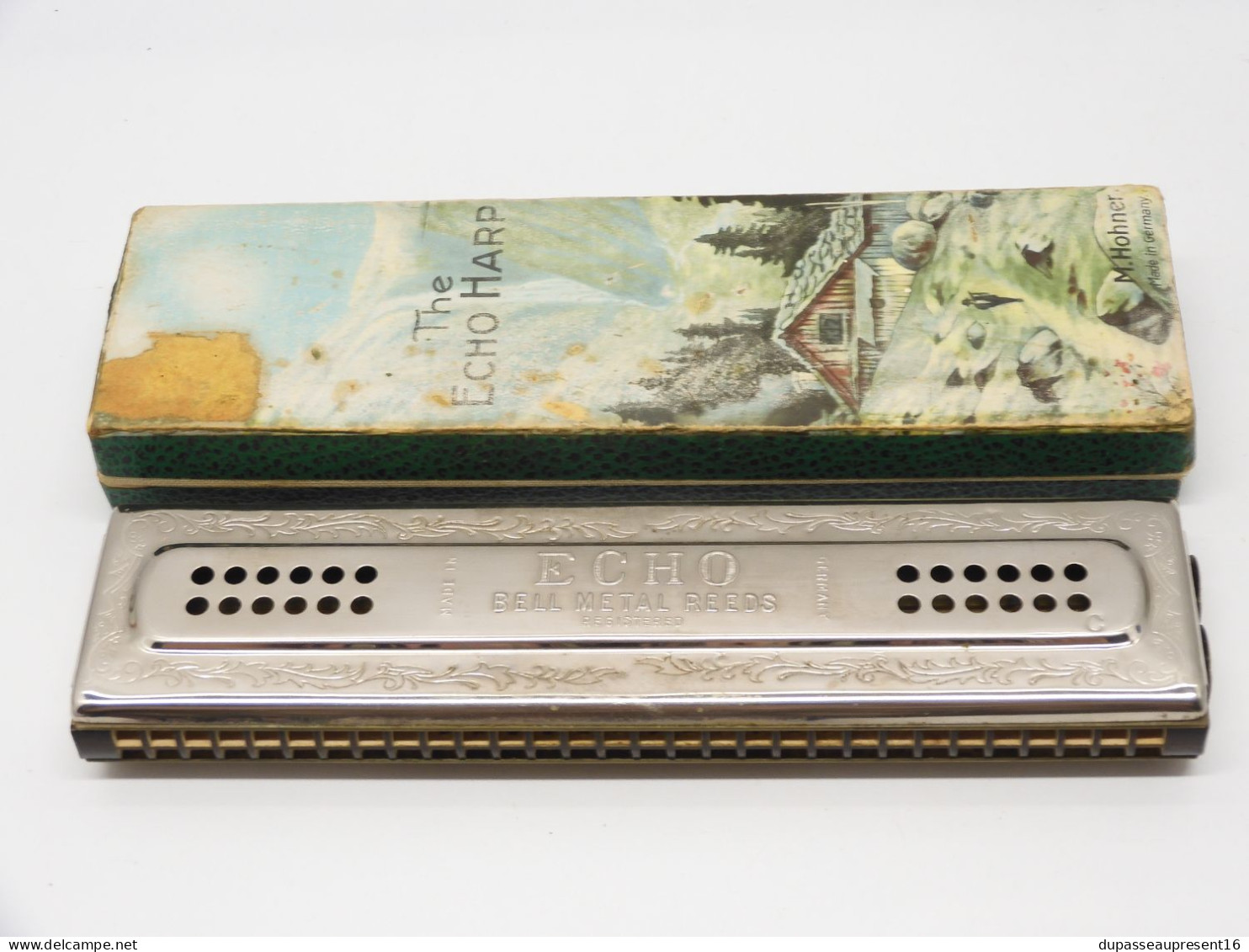 -ANCIEN HARMONICA M HONER THE ECHO HARP dans sa boite made in Germany vitrine    E