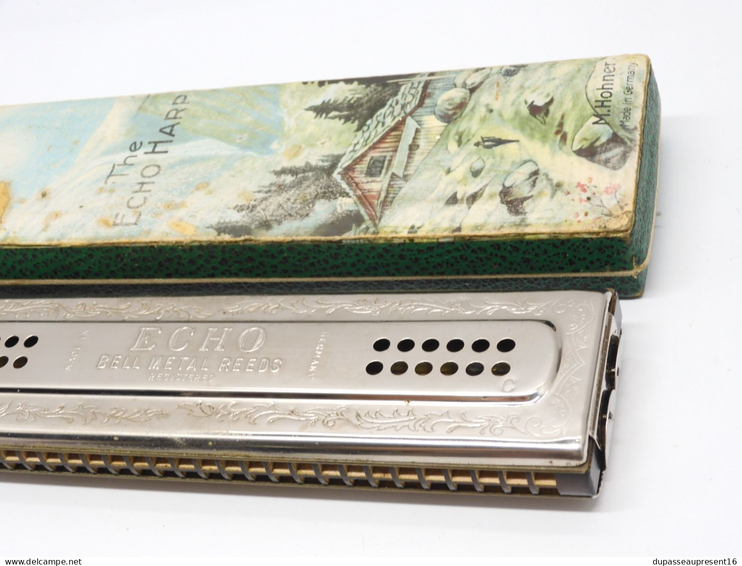 -ANCIEN HARMONICA M HONER THE ECHO HARP dans sa boite made in Germany vitrine    E