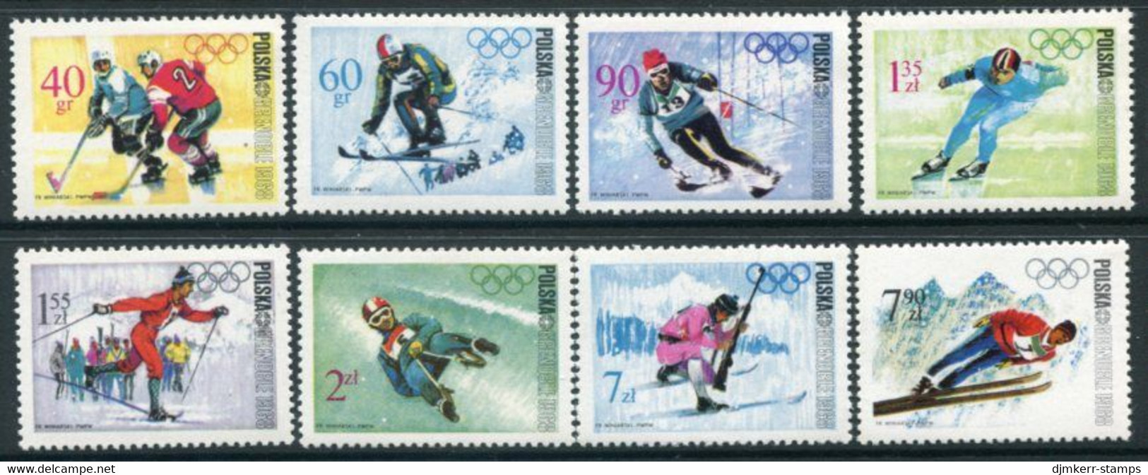 POLAND 1968 Winter Olympics, Grenoble MNH / **.  Michel 1820-27 - Neufs