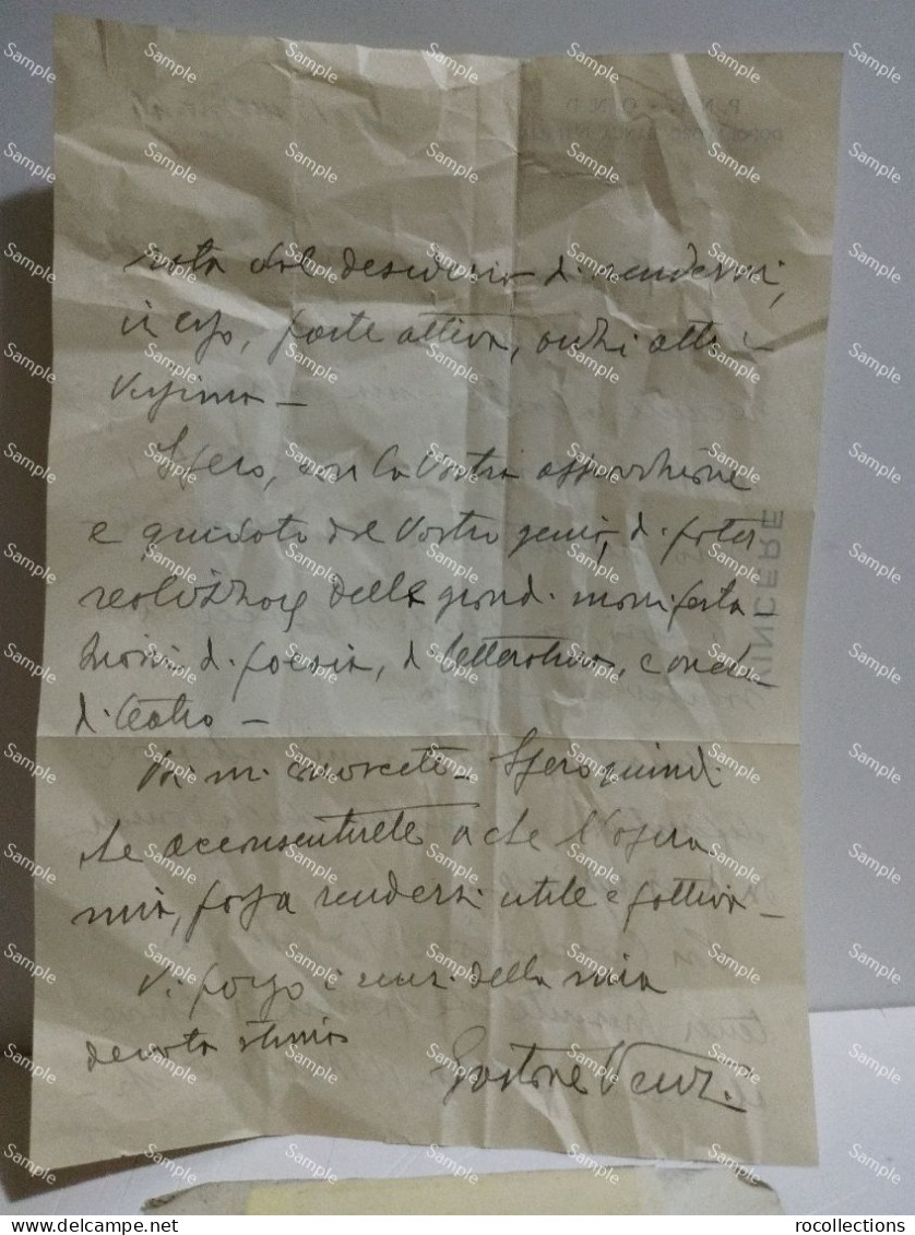 Signed Letter Lettera Firmata Regista GASTONE VENZI. Roma 1944. Circolo Artistico Via Margutta. - Peintres & Sculpteurs