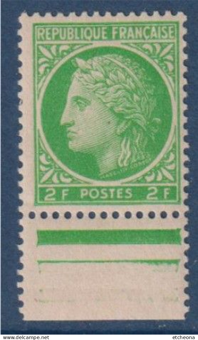 Cérès De Mazelin Neuf N°680 Vert-jaune 2.00f Avec Bord Bas De Feuille - 1945-47 Ceres Of Mazelin