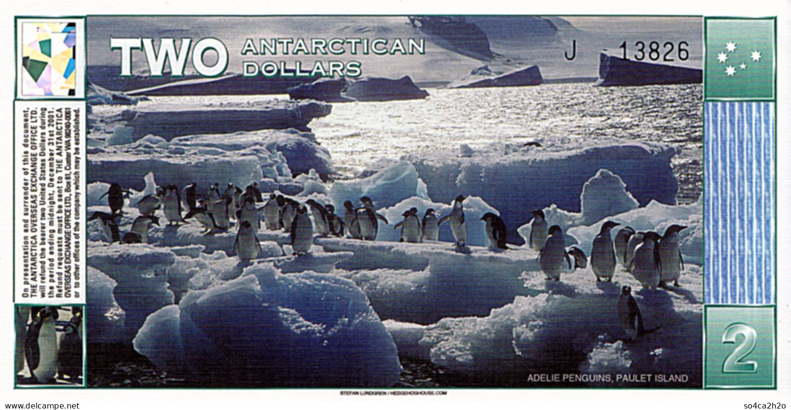 ANTARCTICA 2 Dollar 1 Mars 1996 UNC Manchots D'Adélie - Fictifs & Spécimens