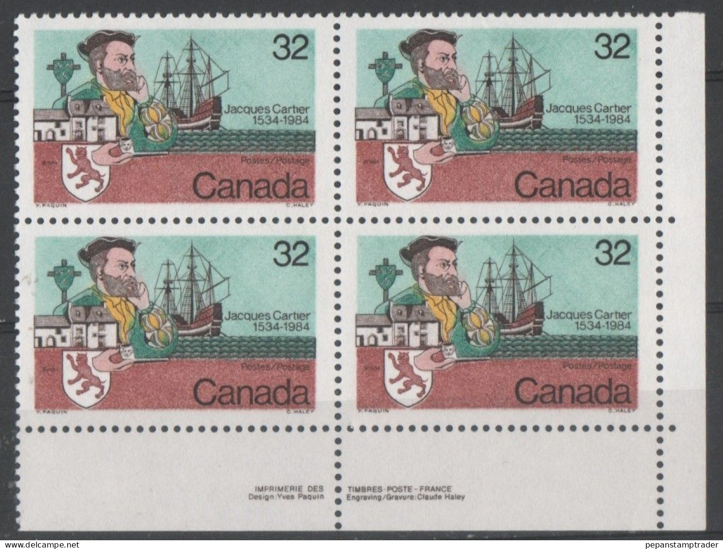Canada - #1011 - MNH PB  Of 4 - Plate Number & Inscriptions