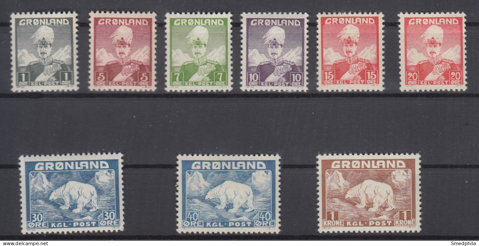 Greenland 1938 / 1946 - Michel 1-7 + 26-27 Mint Hinged * - Nuovi