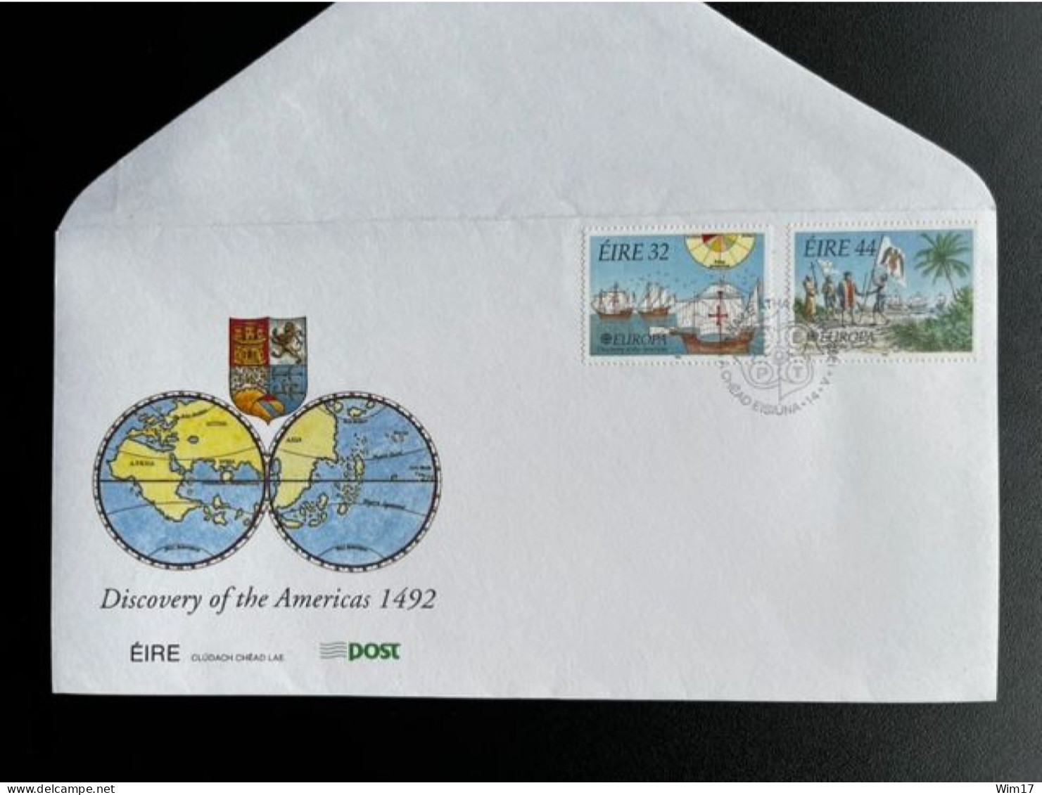 IRELAND 1992 FDC EUROPA CEPT DISCOVERY OF THE AMERICAS IERLAND EIRE SHIPS COLUMBUS - FDC