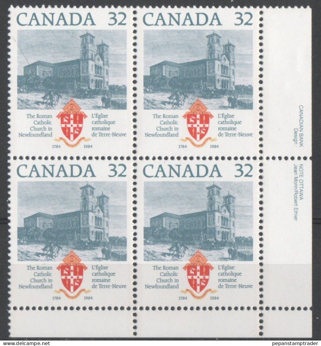 Canada - #1029 - MNH PB  Of 4 - Numeri Di Tavola E Bordi Di Foglio