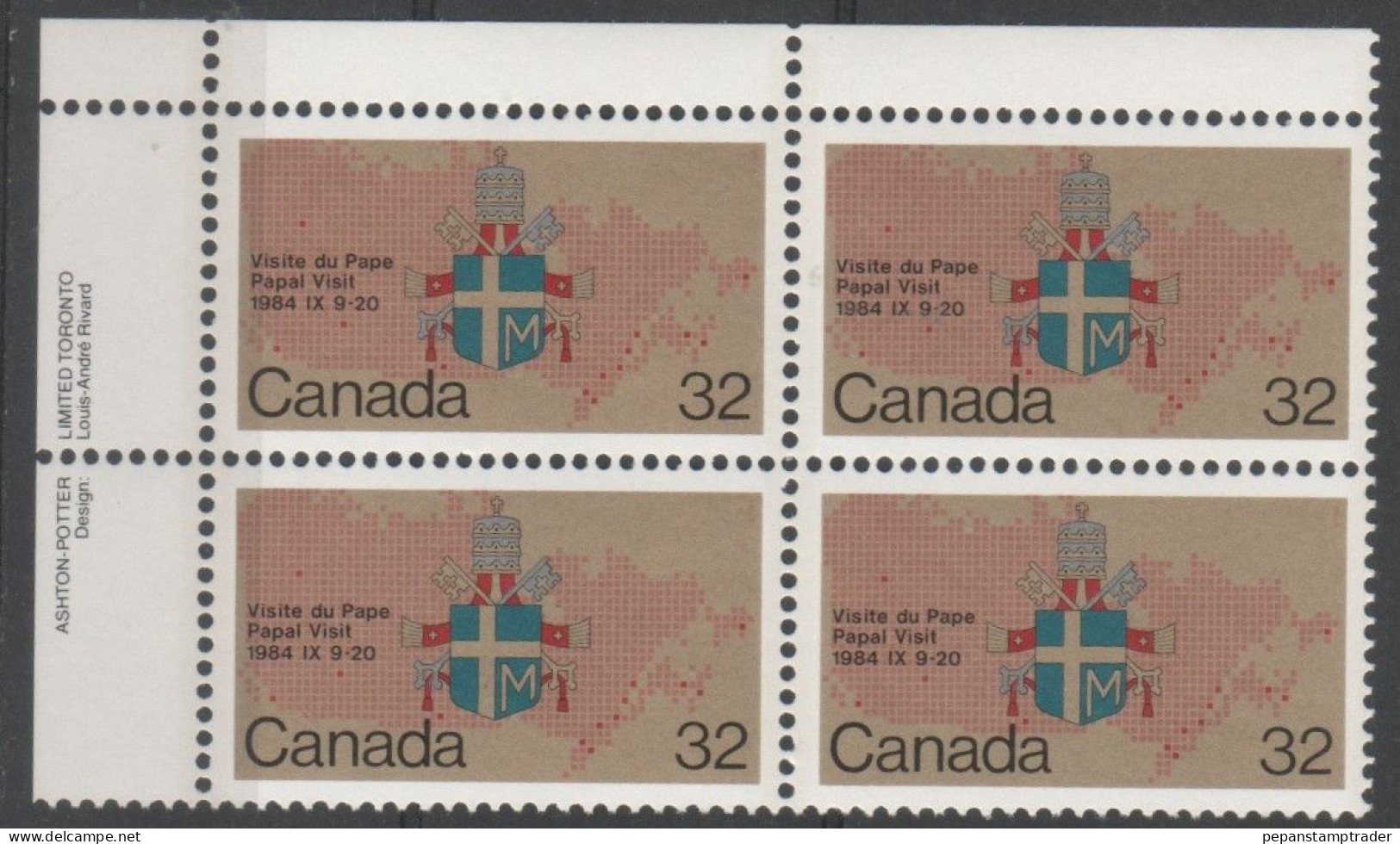 Canada - #1030 - MNH PB  Of 4 - Numeri Di Tavola E Bordi Di Foglio