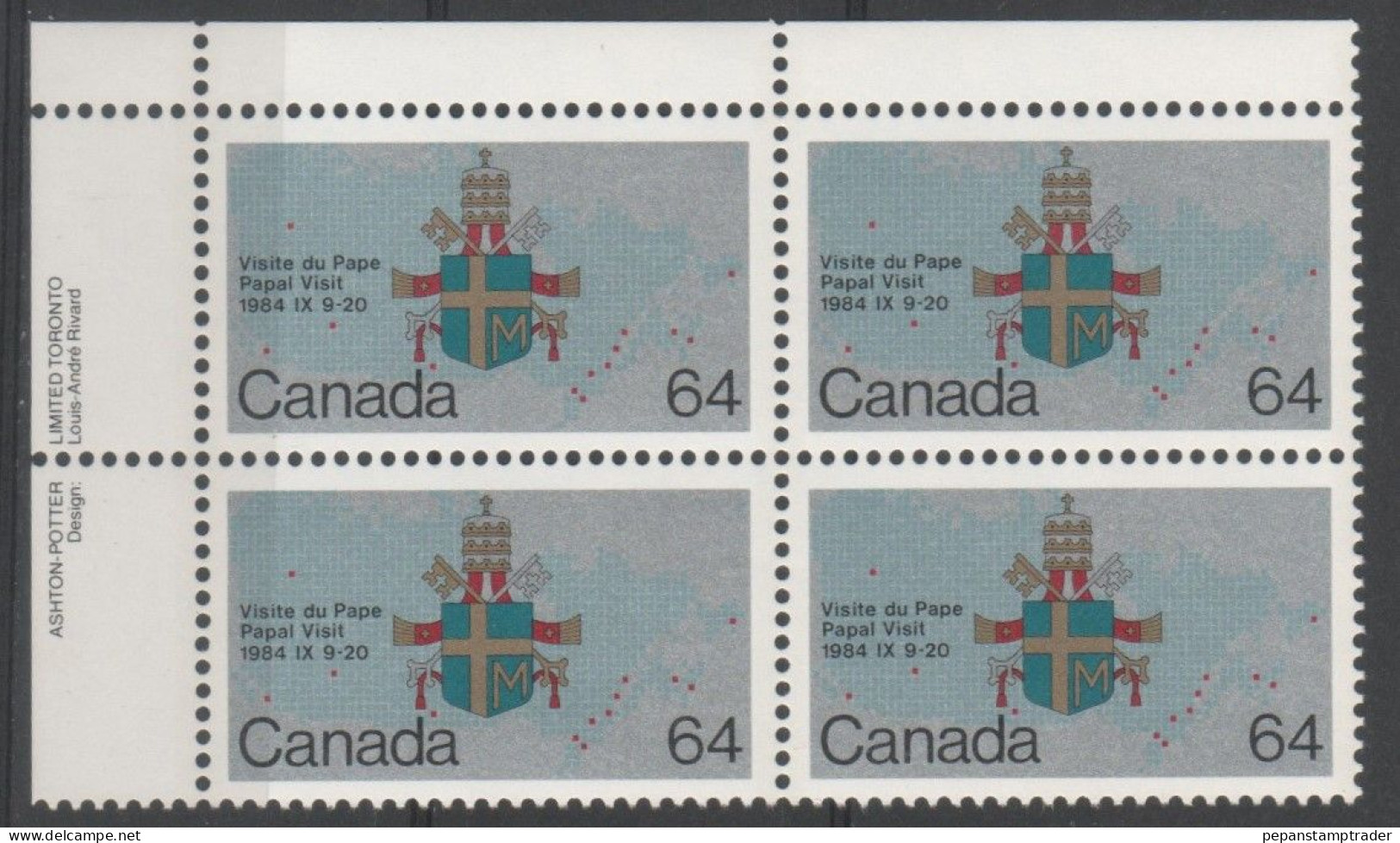 Canada - #1031 - MNH PB  Of 4 - Plate Number & Inscriptions