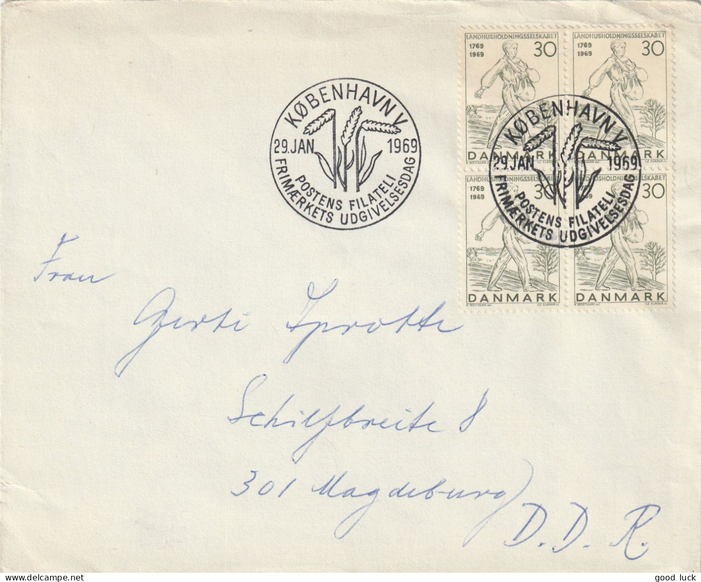 N° 502 (BLOC DE 4) KOBENHAVN V 1969 POUR L'ALLEMAGNE - Cartas & Documentos