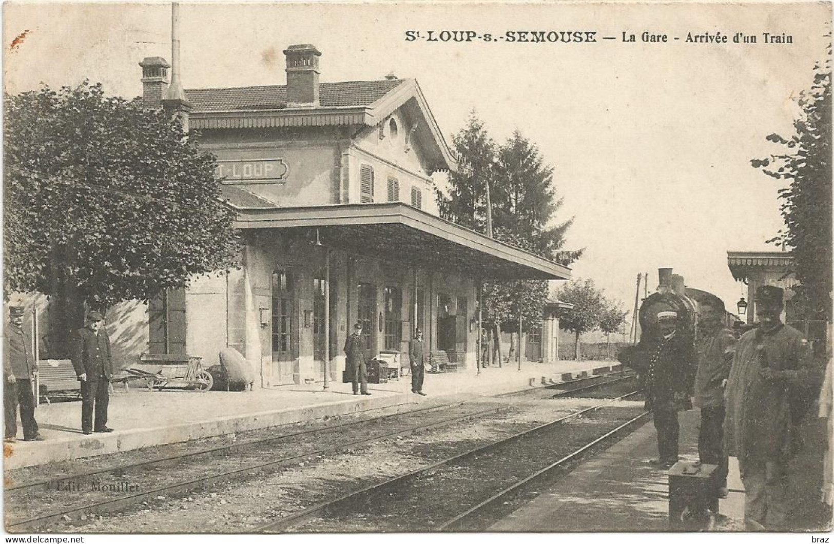 CPA   Saint Loup Sur Semouse La Gare Avec Arrivée D'un Train - Saint-Loup-sur-Semouse