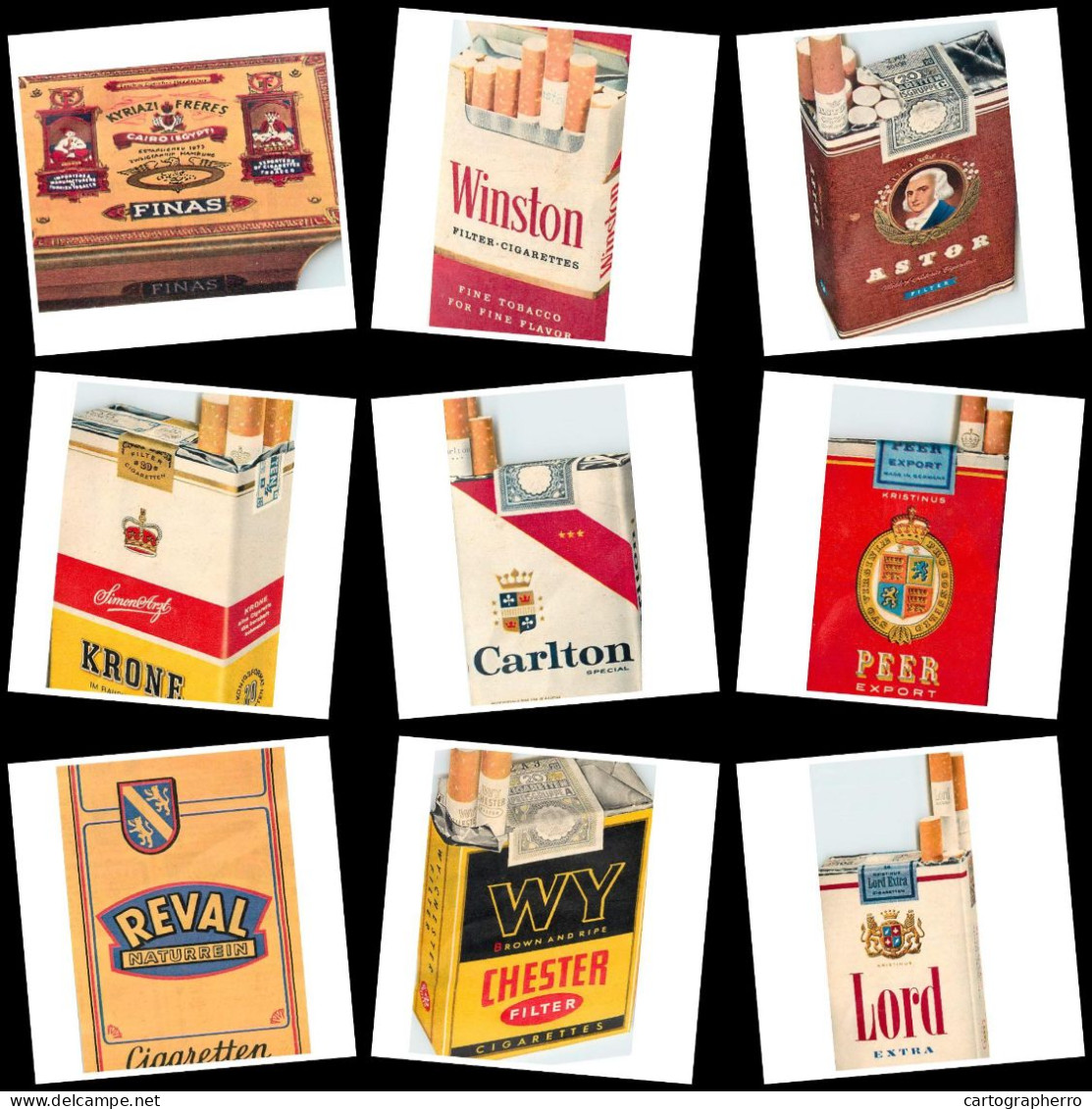 Lot Of 9 Paper Magasine Scraps All Cigarette Related Topic Winston Astor Chester Reval Carlton Krone Lord Peer Tobacco - Articoli Pubblicitari