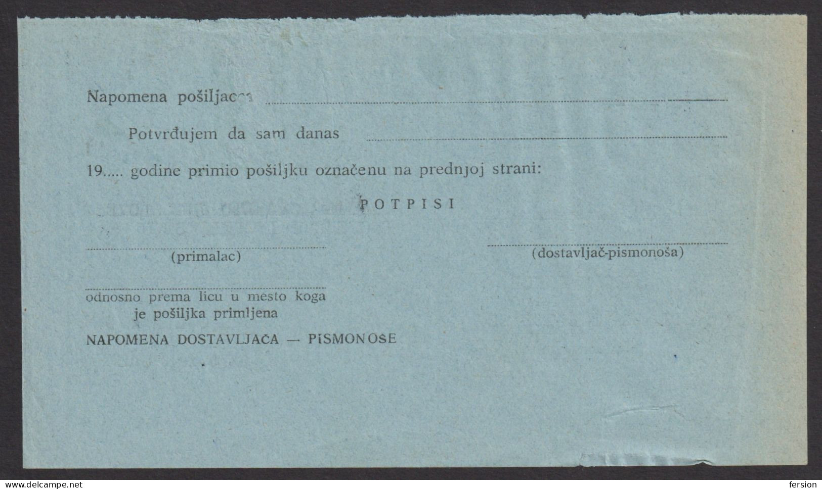 YUGOSLAVIA Official Letter - Registered Postcard / AVIS De Réception Return Receipt RIMSKE TOPLICE Slovenia 1965 - Servizio