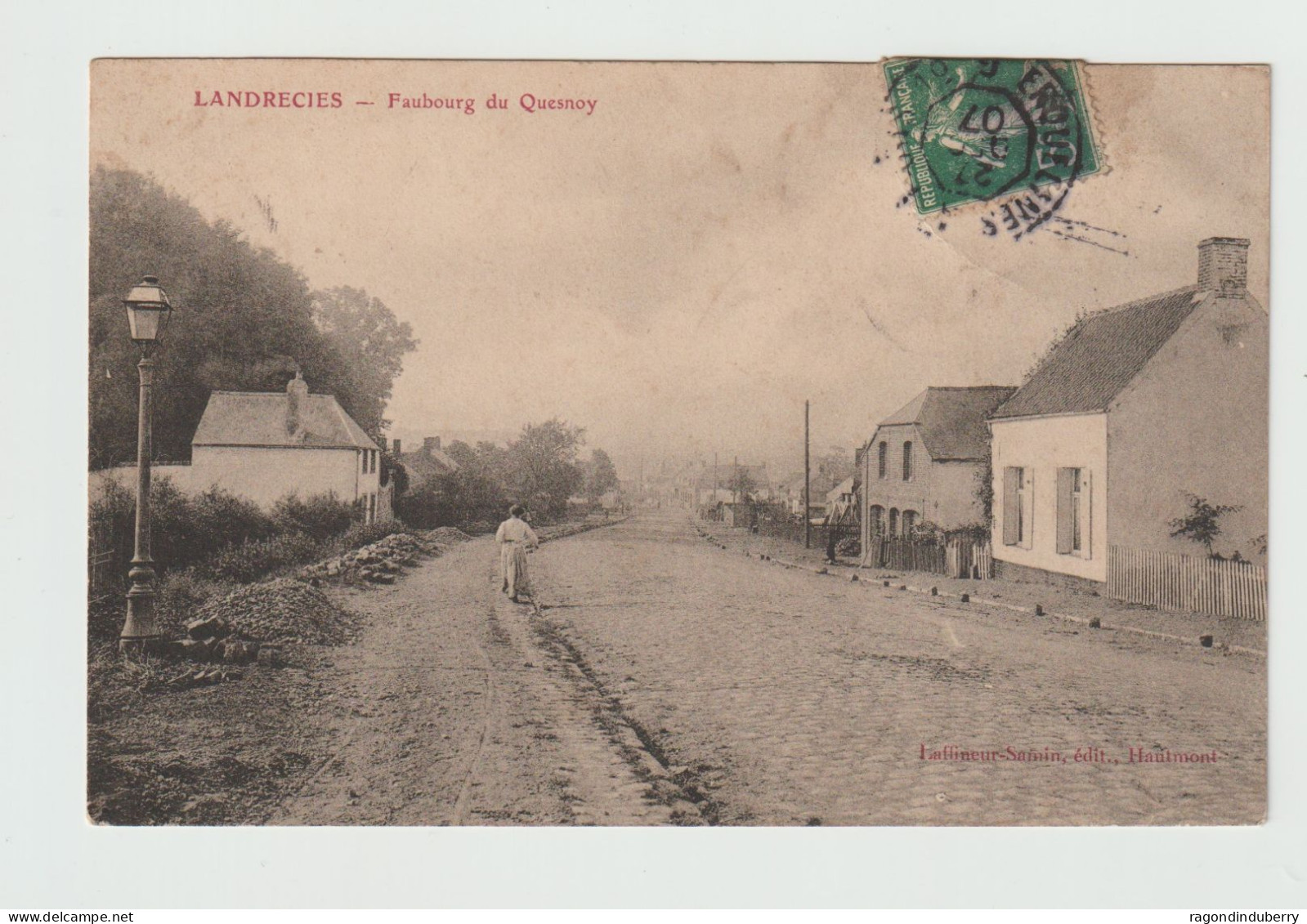 CPA - 59 - LANDRECIES (Nord) - Faubourg Du Quesnoy - Edit Laffineu Samin à Hautmont  Voy En 1907 - Landrecies