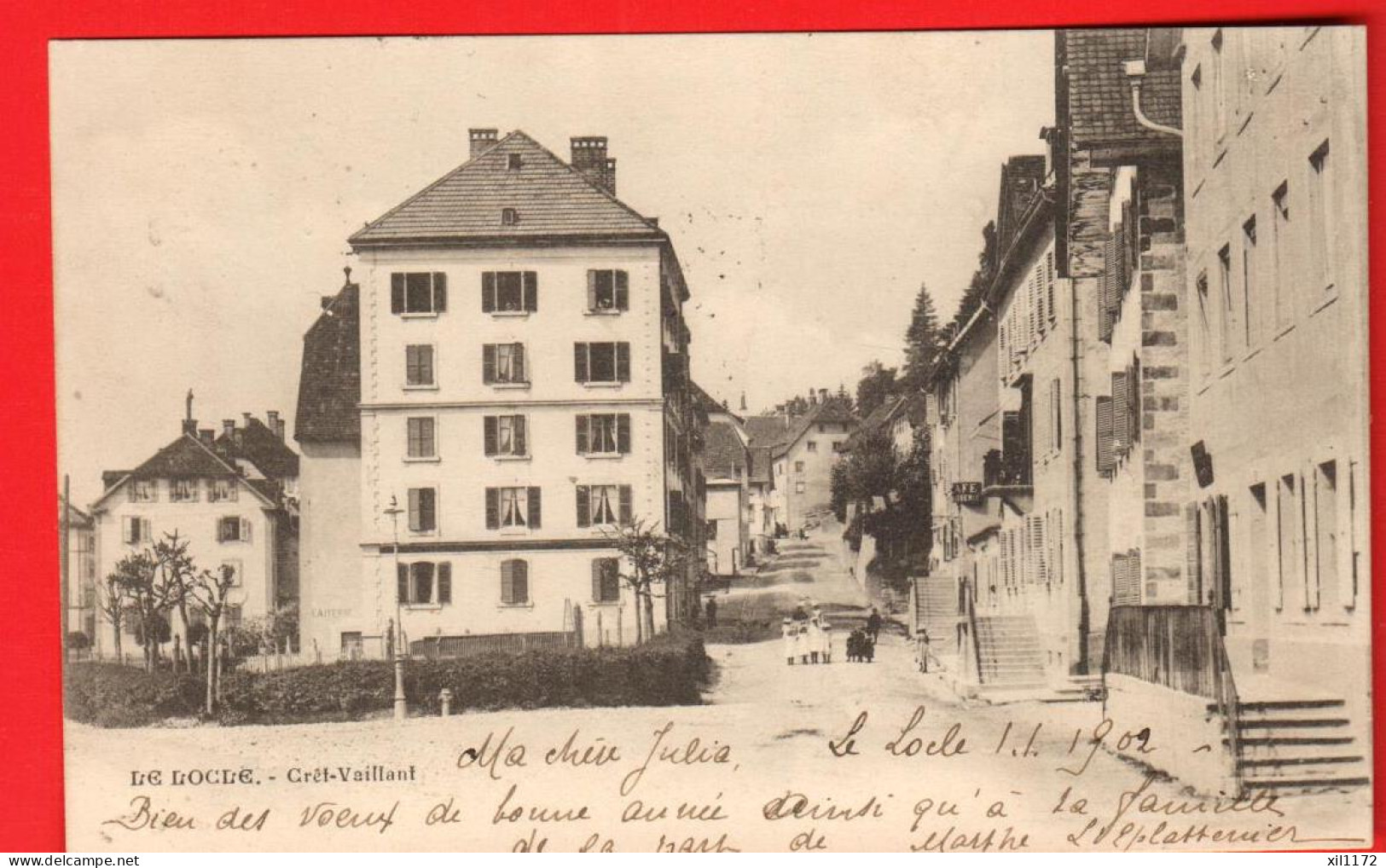 ZVU-19 Le Locle  Quartier De Crêt-Vaillant  Café. ANIME. Dos Simple. Circ. 1901  - Le Locle