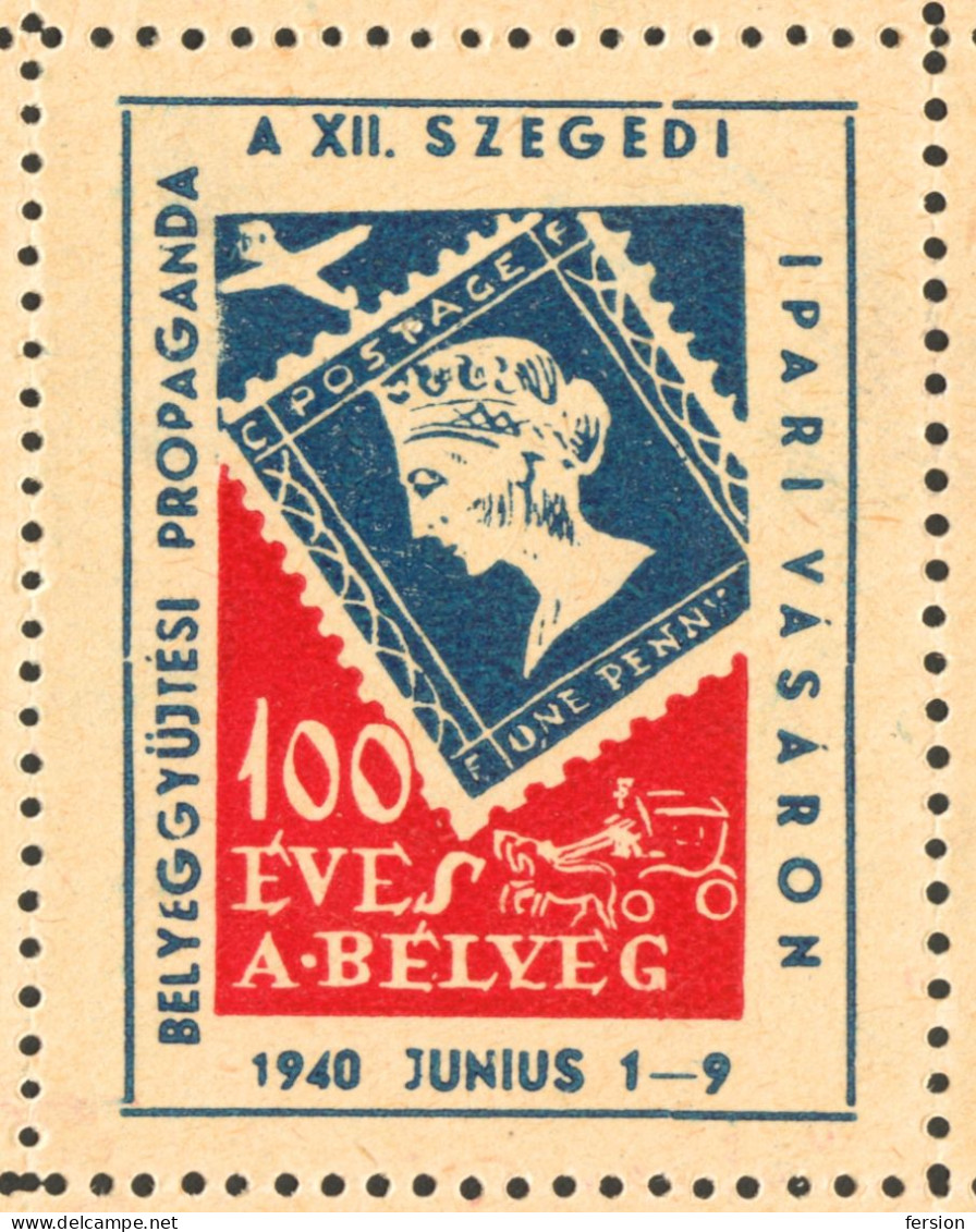 BLACK PENNY KING Mathias GUTENBERG 500 BALLOON Post Przemyśl POLAND 1940 Hungary LABEL VIGNETTE CINDERELLA Szeged - Ohne Zuordnung