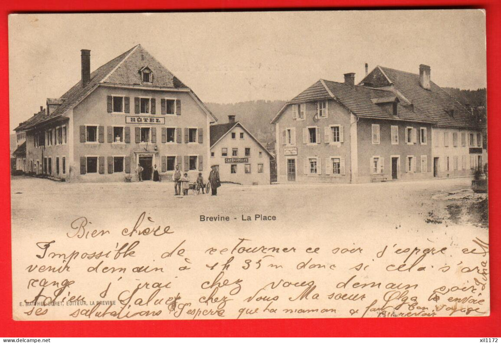 ZVU-30  TRES RARE La Brévine Montagnes, Hotel Café De La Poste,  Dos Simple. Circ. 1902  - La Brévine